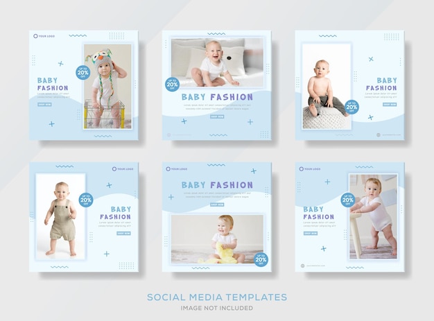 Baby banner puzzle template post premium vector