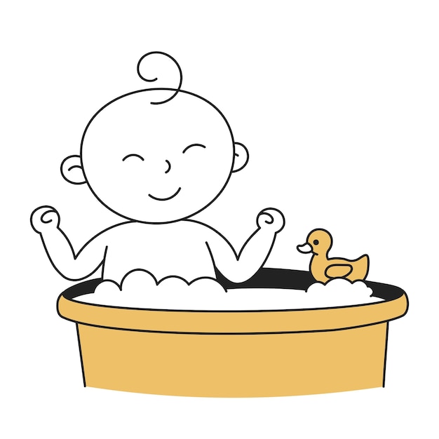 Baby bath Hand Drawn Kid and Family doodle icon