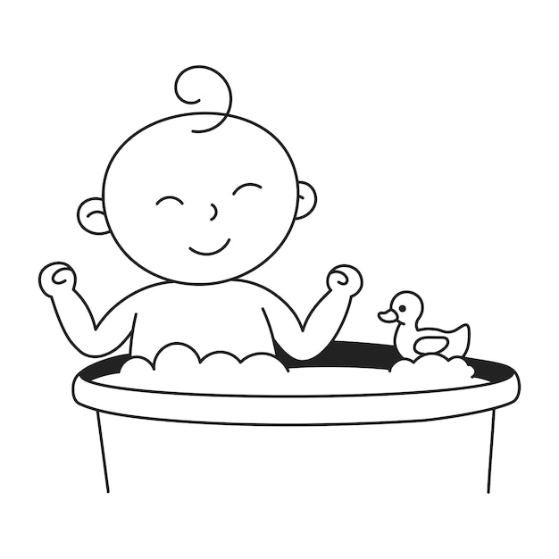 Baby bath Hand Drawn Kid and Family doodle icon