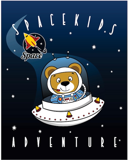 baby bear aerospace, vector animal cartoon illustration design