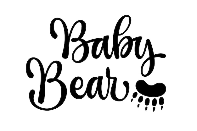 Baby bear lettering inscription with bear footprint decoration