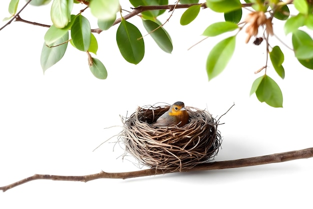 Vector a baby bird is sitting in a nest with its head turned to the side