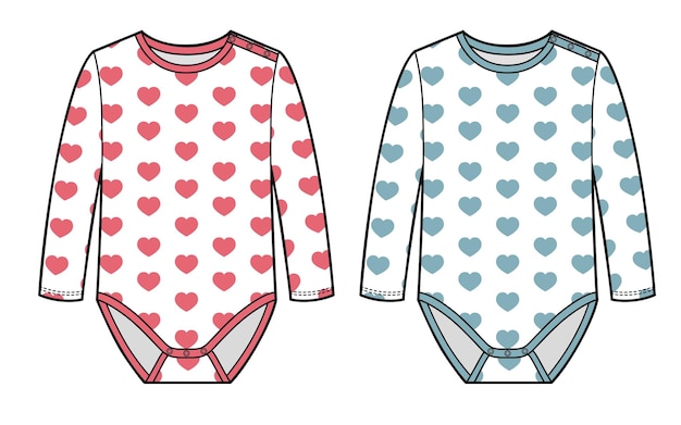 Vector baby bodysuit design with hearts pattern