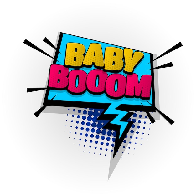 Baby boom kids zone sound comic book text effects Template comics speech bubble halftone Pop art