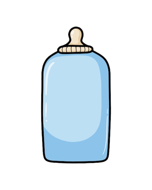 Baby bottle with a nipple for storing liquid baby food dudl linear cartoon coloring