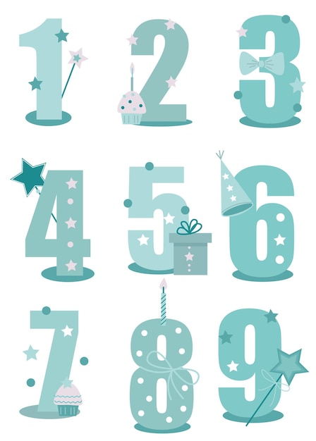 Vector baby boy blue numbers