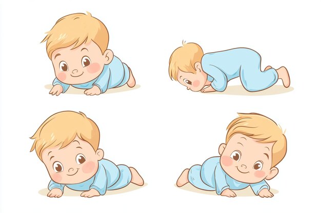 Vector baby boy in light blue outfit