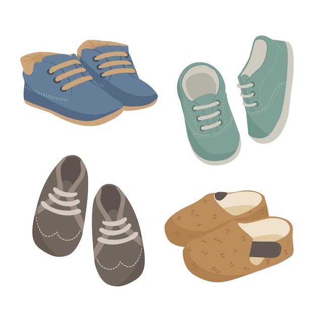 baby boy shoes icon set