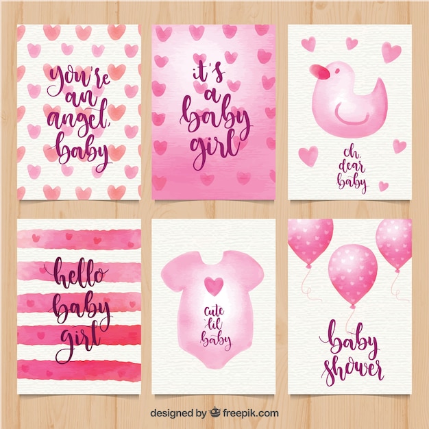 Baby cards collection in watercolor style