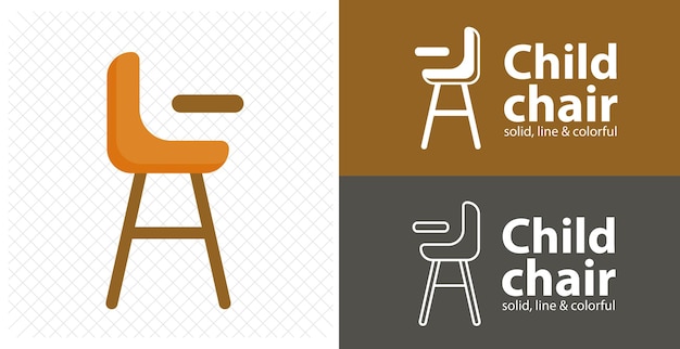 Baby Chair isolated flat illustration Baby Chair line icon