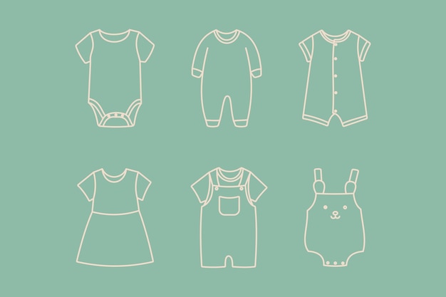 Baby clothes illustration set