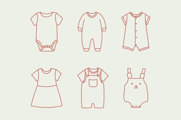 Vector baby clothes illustration set