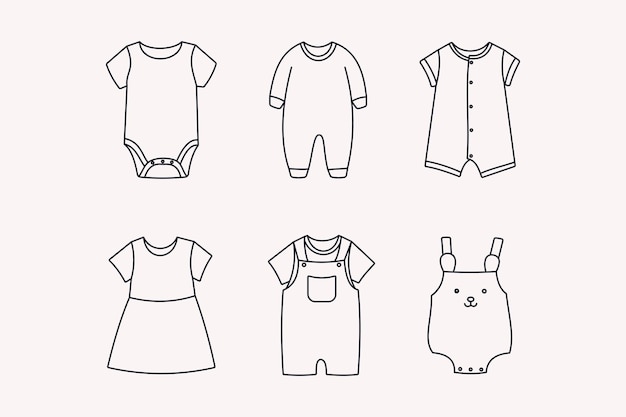 Baby clothes illustration set