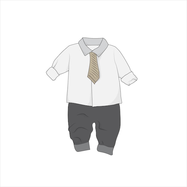 Baby clothes suit with formal style and tie vector design for baby template design