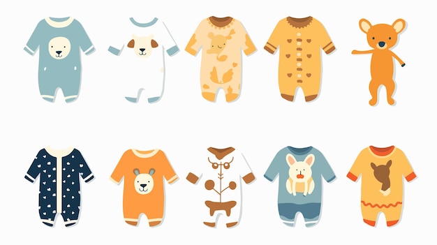 Vector baby clothing isolated icons on white background