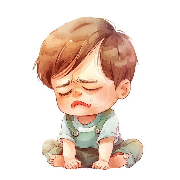 baby crying vector illustration in watercolor style