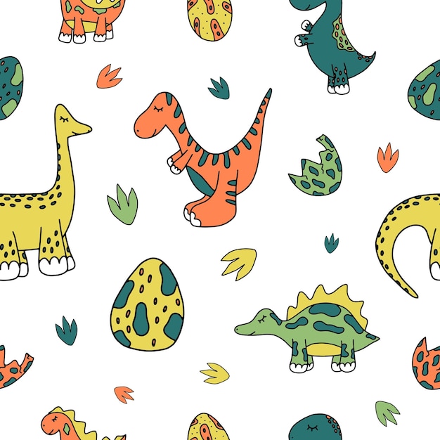 Baby cute dinosaur nursery vector seamless pattern