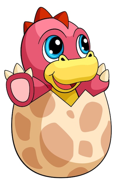 Baby dino in egg Cartoon cute dinosaur mascot