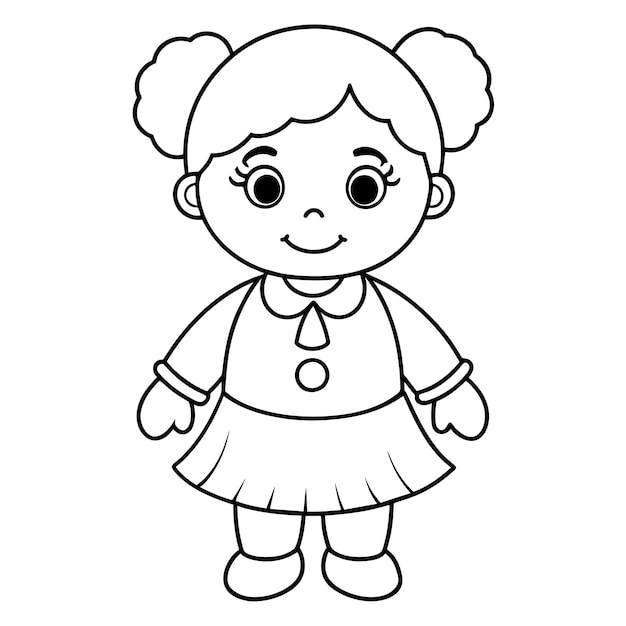 Baby doll coloring book vector art illustration 14