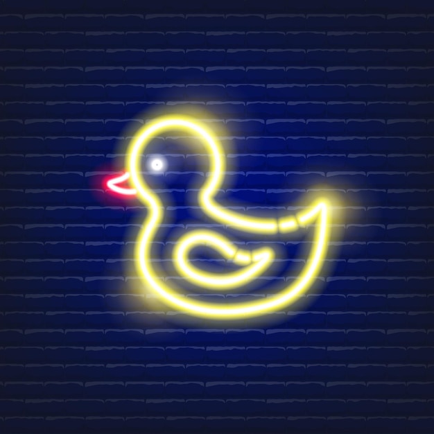 Baby duck for swimming neon illustration