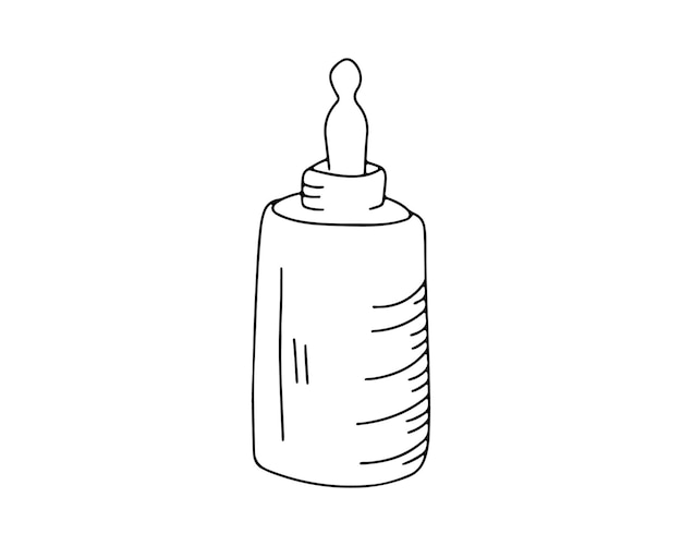 Baby feeding bottle Bottle with a pacifier Simple drawing sketch