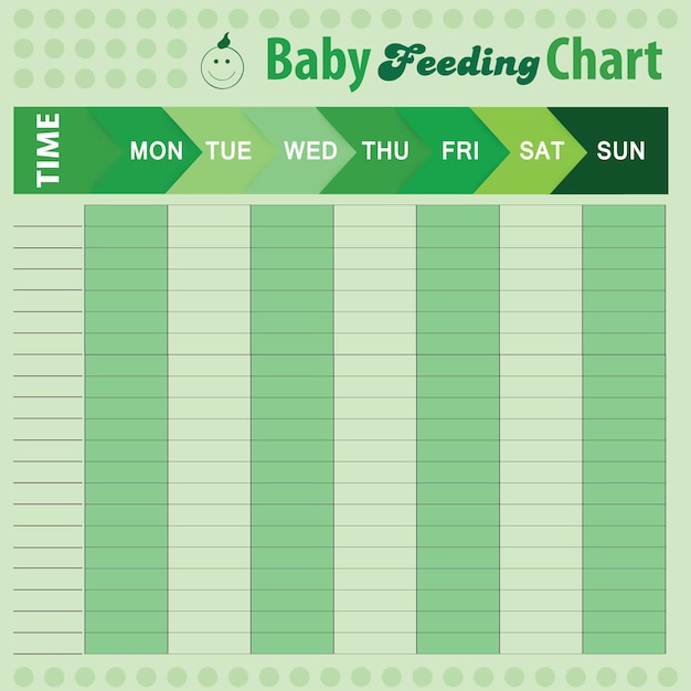 Baby feeding schedule - baby chart for moms - colorful vector illustration