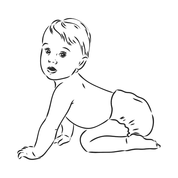 Baby figureillustration baby in a diaper vector sketch