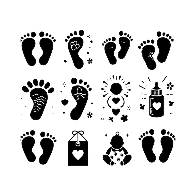 Vector baby foot logo design template baby foot vector silhouette illustration