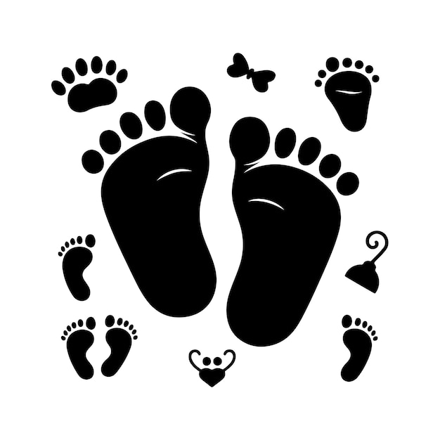 Vector baby foot silhouette vector baby feet baby foot logo design template