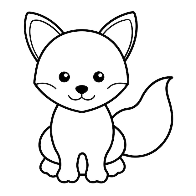 Vector baby fox line art