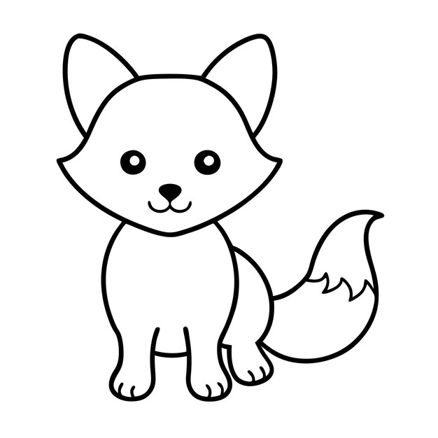 Vector baby fox line art