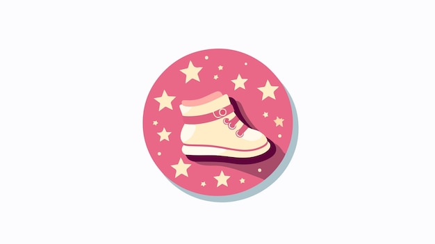 Vector baby girl seal stamp with shoe icon on white background