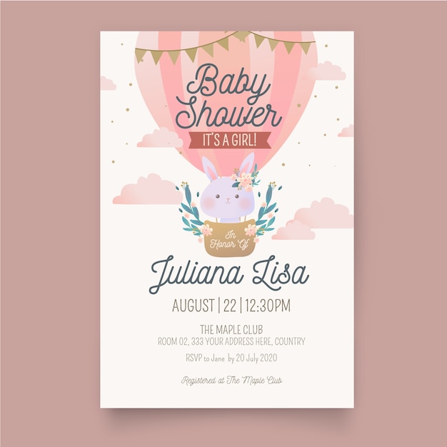 Baby girl shower invitation template