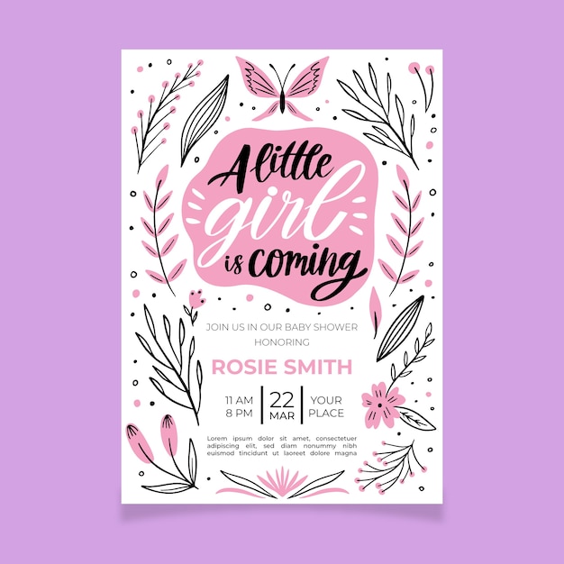 Baby girl shower invitation template