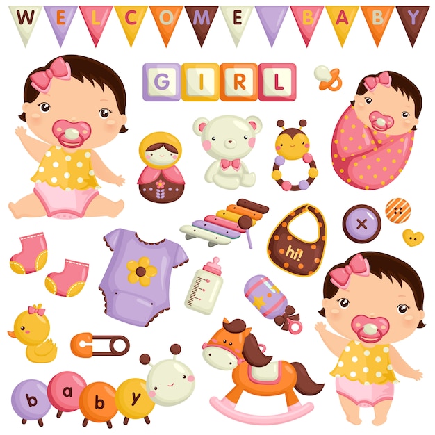 Baby Girl Vector Set