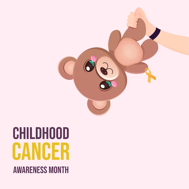 Baby hand holding bear vector childhood cancer