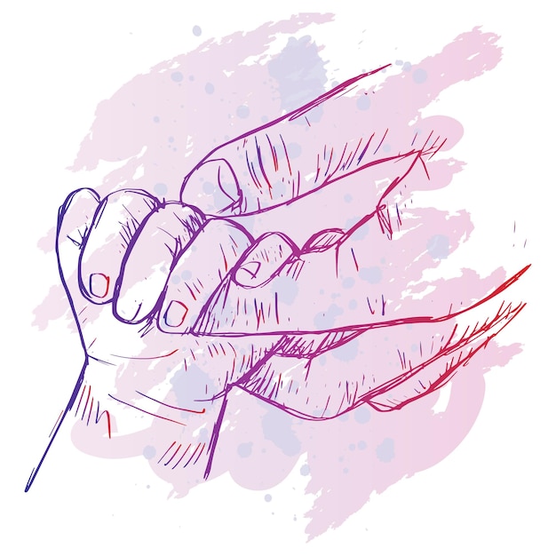 Baby Hand. Human hands sketch drawing illustration.