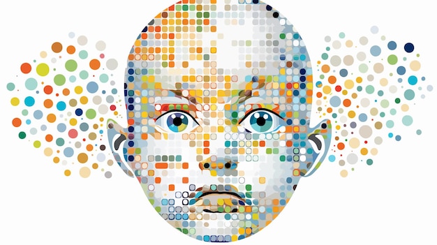 Vector baby head dot mosaic vector art illustration