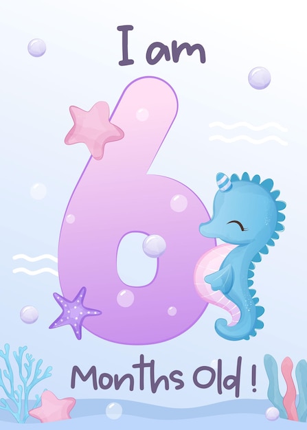 Baby milestone cards set with kitty mermaid