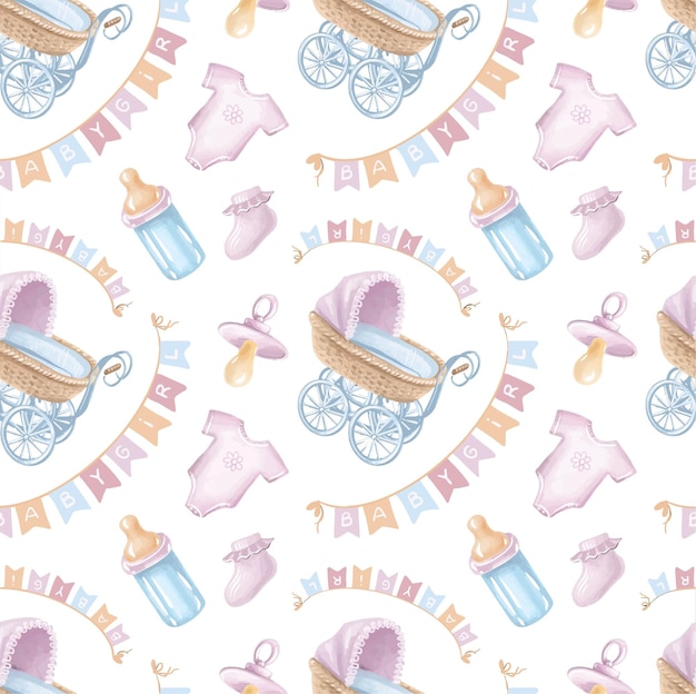 Baby newborn seamless pattern