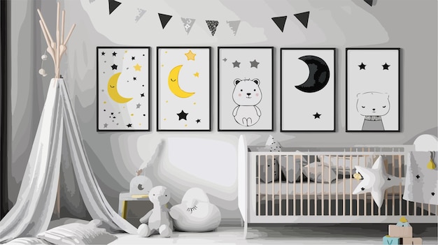 Vector a baby nursery with a banner that says  baby  and a baby