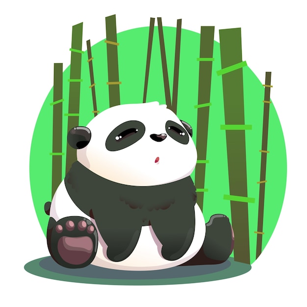 baby panda and bamboo tree