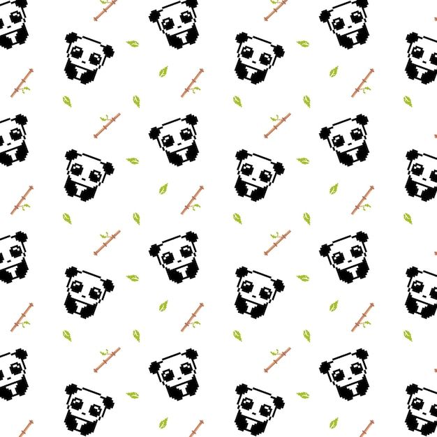 baby panda patter seamless panda pattern pixel art