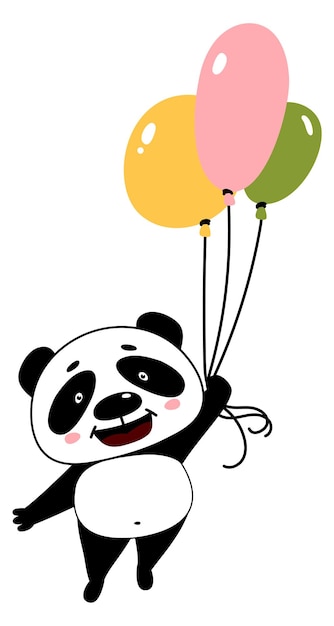 Baby panda with balloons Happy party animal