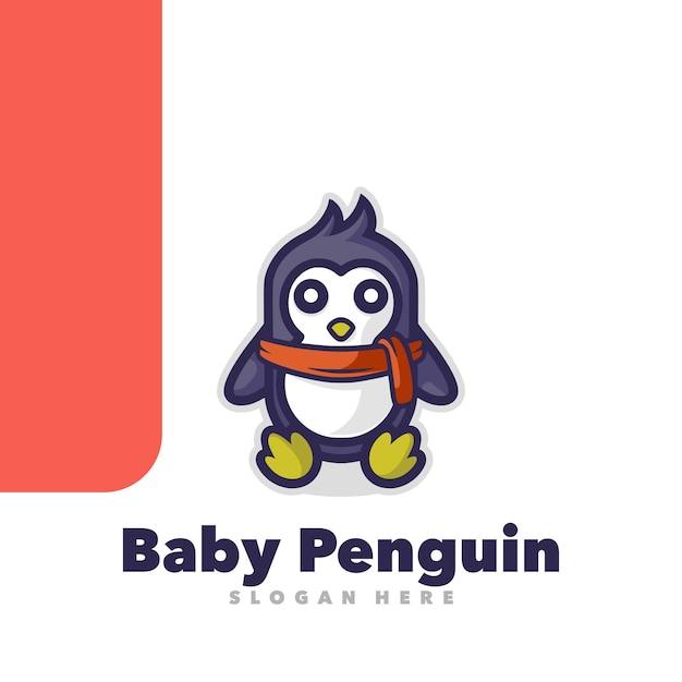 Baby penguin mascot cartoon logo