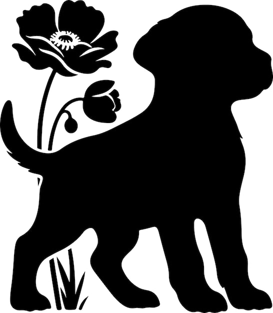 Baby Poppy dog silhouette clip art vector black color silhouette