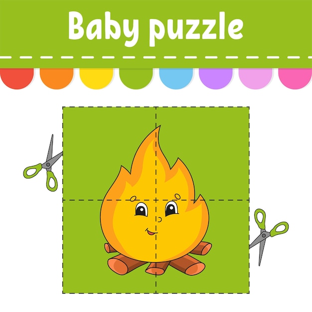 Baby puzzle Easy level Flash cards Cut and play Color activity worksheet Game for children