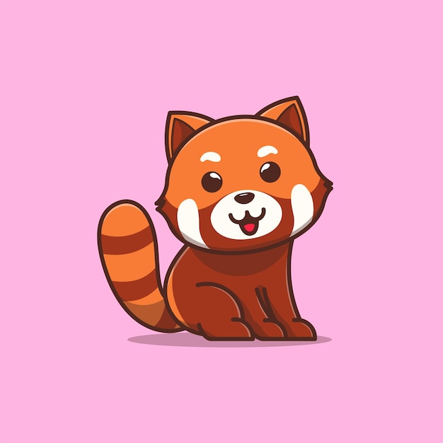 Baby Red Panda Cartoon Icon Illustration