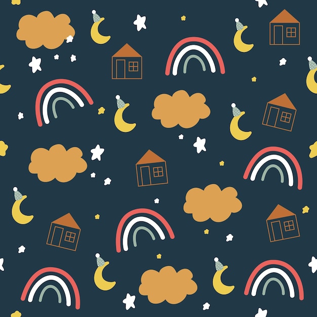 baby's fabric cute night seamless pattern hand drawn