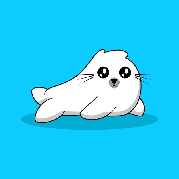 baby seal illustration on blue background